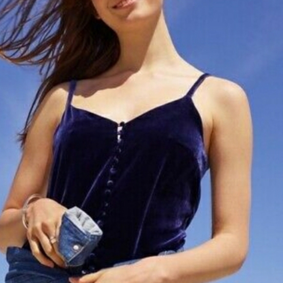 Madewell Tops - MADEWELL NWT Royal Blue Velvet Tank Top Size 10